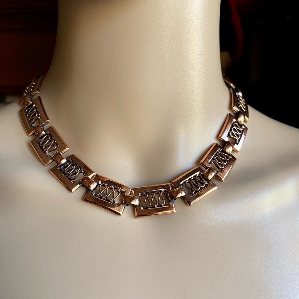 𝅺RENOIR Copper Grecian necklace 1950’s
